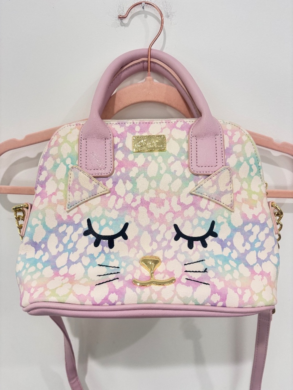 Luv Betsey Lini Crossbody Bag Pastel Rainbow Cat Face Kitsch Betsey Johnson